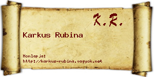 Karkus Rubina névjegykártya